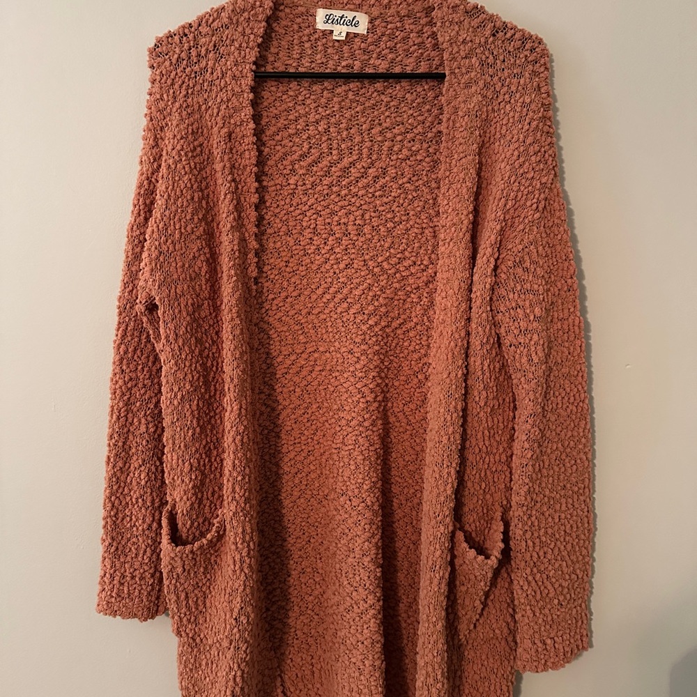 Listicle Women's Textured Cardigan in Warm Pink